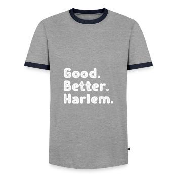 Good better Harlem - Men's Ringer Shirt - grey/navy  - Front - AI Model Female 172 light (172cm) & AI Model Male 178 light (178cm)