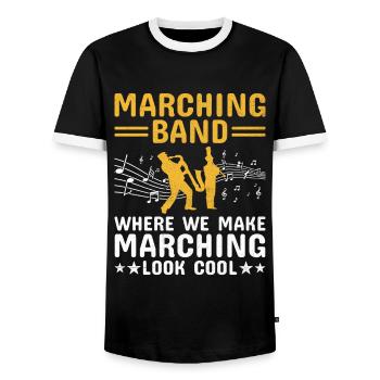 Marching Band Sayings Funny Marching Instruments - Men's Ringer Shirt - black/white - Front - AI Model Female 172 light (172cm) & AI Model Male 178 light (178cm)