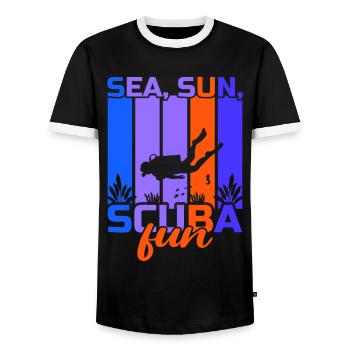 Plongée sous-marine, Plongée sous-marine, Vacances en mer - T-shirt contrasté Homme - noir/blanc - Devant - AI Model Female 172 light (172cm) & AI Model Male 178 light (178cm)