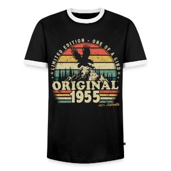 1955 Anniversaire Né En 1955 Rétro Vintage - T-shirt contrasté Homme - noir/blanc - Devant - AI Model Female 172 light (172cm) & AI Model Male 178 light (178cm)