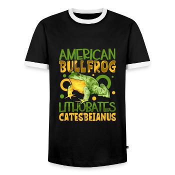 American Bullfrog - Men's Ringer Shirt - black/white - Front - AI Model Female 172 light (172cm) & AI Model Male 178 light (178cm)