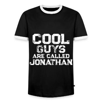 Cool guys are called Jonathan - Männer Kontrast-T-Shirt - Schwarz/Weiß - Vorne - AI Model Female 172 light (172cm) & AI Model Male 178 light (178cm)