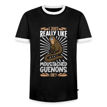 I love blue monkeys - blue monkey - Men's Ringer Shirt - black/white - Front - AI Model Female 172 light (172cm) & AI Model Male 178 light (178cm)