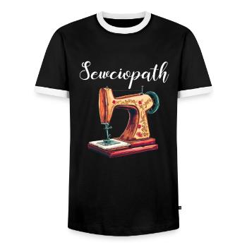 Sewciopath, Quilting sewing - Männer Kontrast-T-Shirt - Schwarz/Weiß - Vorne - AI Model Female 172 light (172cm) & AI Model Male 178 light (178cm)