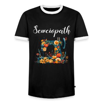 Sewciopath, Quilting sewing - Männer Kontrast-T-Shirt - Schwarz/Weiß - Vorne - AI Model Female 172 light (172cm) & AI Model Male 178 light (178cm)