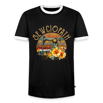 Sewciopath, Quilting sewing - Männer Kontrast-T-Shirt - Schwarz/Weiß - Vorne - AI Model Female 172 light (172cm) & AI Model Male 178 light (178cm)