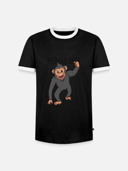 I love chimpanzees - chimpanzee - Men's Ringer Shirt - black/white