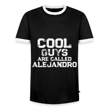 Cool guys are called Alejandro - Männer Kontrast-T-Shirt - Schwarz/Weiß - Vorne - AI Model Female 172 light (172cm) & AI Model Male 178 light (178cm)