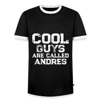 Cool guys are called Andres - Men's Ringer Shirt - black/white - Front - AI Model Female 172 light (172cm) & AI Model Male 178 light (178cm)