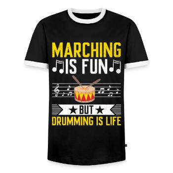 Drum Corps Marching Band Drum Corp Music Percussio - Männer Kontrast-T-Shirt - Schwarz/Weiß - Vorne - AI Model Female 172 light (172cm) & AI Model Male 178 light (178cm)