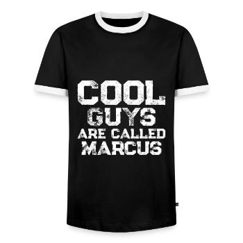Cool guys are called Marcus - Männer Kontrast-T-Shirt - Schwarz/Weiß - Vorne - AI Model Female 172 light (172cm) & AI Model Male 178 light (178cm)