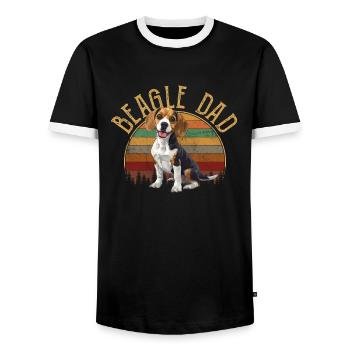 beagle papa beagle - T-shirt contrasté Homme - noir/blanc - Devant - AI Model Female 172 light (172cm) & AI Model Male 178 light (178cm)