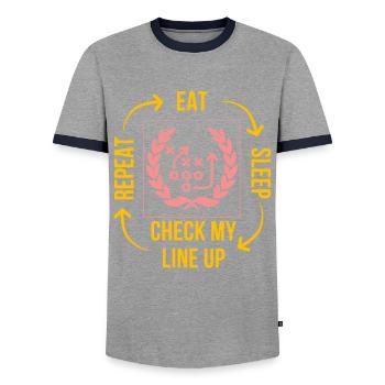 Manger Dormir Vérifier ma composition Répéter Fantasy Football - T-shirt contrasté Homme - gris/marine  - Devant - AI Model Female 172 light (172cm) & AI Model Male 178 light (178cm)