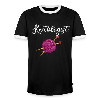knitologist, Yarn Knitting - Men's Ringer Shirt - black/white - Front - AI Model Female 172 light (172cm) & AI Model Male 178 light (178cm)