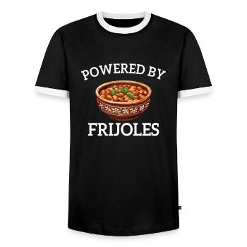 powered by frijoles - Männer Kontrast-T-Shirt - Schwarz/Weiß - Vorne - AI Model Female 172 light (172cm) & AI Model Male 178 light (178cm)