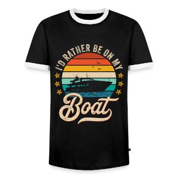 Je préférerais être sur mon bateau Sailor Skipper & Captain - T-shirt contrasté Homme - noir/blanc - Devant - AI Model Female 172 light (172cm) & AI Model Male 178 light (178cm)