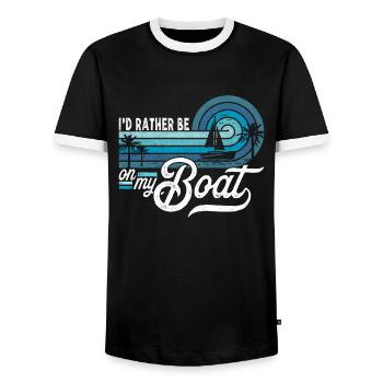 Je préférerais être sur mon bateau Sailor Skipper & Captain - T-shirt contrasté Homme - noir/blanc - Devant - AI Model Female 172 light (172cm) & AI Model Male 178 light (178cm)