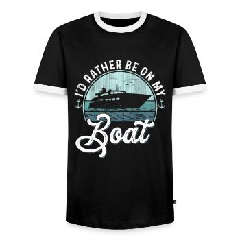 Je préférerais être sur mon bateau Sailor Skipper & Captain - T-shirt contrasté Homme - noir/blanc - Devant - AI Model Female 172 light (172cm) & AI Model Male 178 light (178cm)