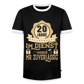 20 Jähriges Dienstjubiläum Firmenjubiläum Geschenk - Männer Kontrast-T-Shirt - Schwarz/Weiß - Vorne - AI Model Female 172 light (172cm) & AI Model Male 178 light (178cm)