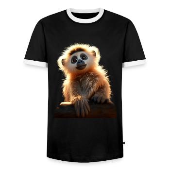 Gibbon Monkey Baby Monkey Little Gibbons Cute Monkey - Men's Ringer Shirt - black/white - Front - AI Model Female 172 light (172cm) & AI Model Male 178 light (178cm)