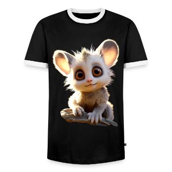 Galago Bush Bébé Singe Galagos Singe Mignon Galago - T-shirt contrasté Homme - noir/blanc - Devant - AI Model Female 172 light (172cm) & AI Model Male 178 light (178cm)
