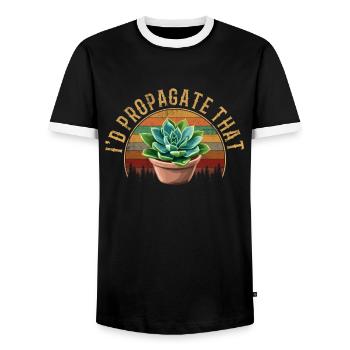 I'd Propagate That, plants Succulents - Männer Kontrast-T-Shirt - Schwarz/Weiß - Vorne - AI Model Female 172 light (172cm) & AI Model Male 178 light (178cm)