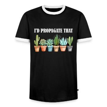 I'd Propagate That, plants Succulents - Männer Kontrast-T-Shirt - Schwarz/Weiß - Vorne - AI Model Female 172 light (172cm) & AI Model Male 178 light (178cm)