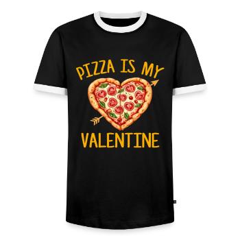 pizza is my valentine, valentines - Männer Kontrast-T-Shirt - Schwarz/Weiß - Vorne - AI Model Female 172 light (172cm) & AI Model Male 178 light (178cm)