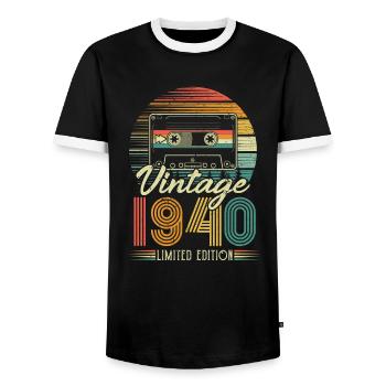 Anniversaire des années 1940 né dans les années 1940 rétro Vintage - T-shirt contrasté Homme - noir/blanc - Devant - AI Model Female 172 light (172cm) & AI Model Male 178 light (178cm)