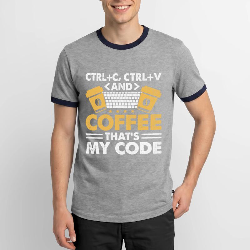Coffee Coding Programmer Coder Developer Nerd Coff Men's Ringer Shirt