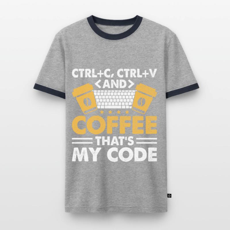 Coffee Coding Programmer Coder Developer Nerd Coff Men's Ringer Shirt