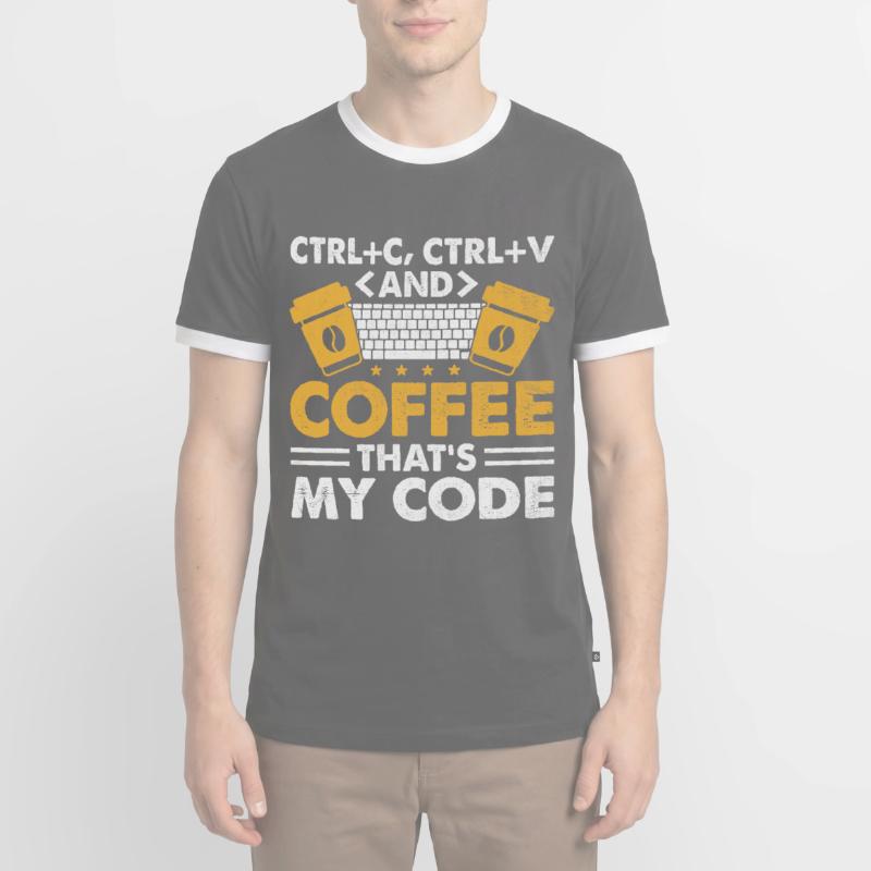 Coffee Coding Programmer Coder Developer Nerd Coff Men's Ringer Shirt