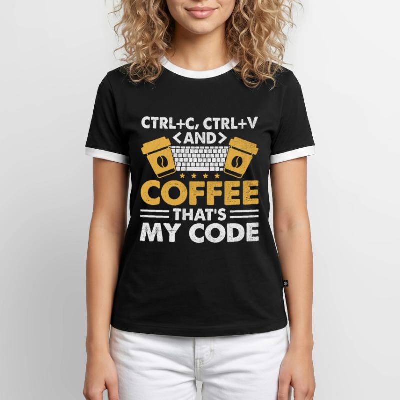 Café Codage Programmeur Codeur Développeur Nerd Coff T-shirt contrasté Homme