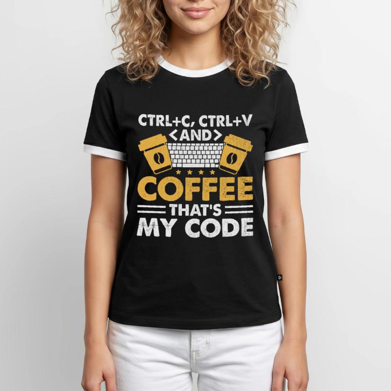 Coffee Coding Programmer Coder Developer Nerd Coff Men's Ringer Shirt