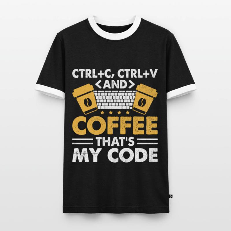 Café Codage Programmeur Codeur Développeur Nerd Coff T-shirt contrasté Homme