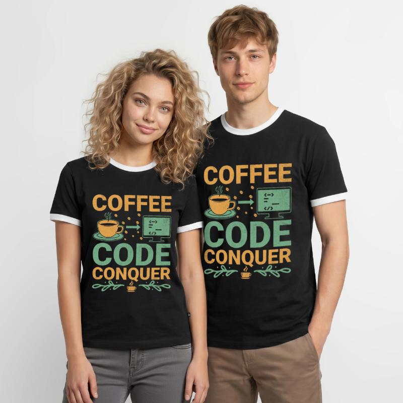 Coffee Coding Programmer Coder Developer Nerd Coff Men's Ringer Shirt
