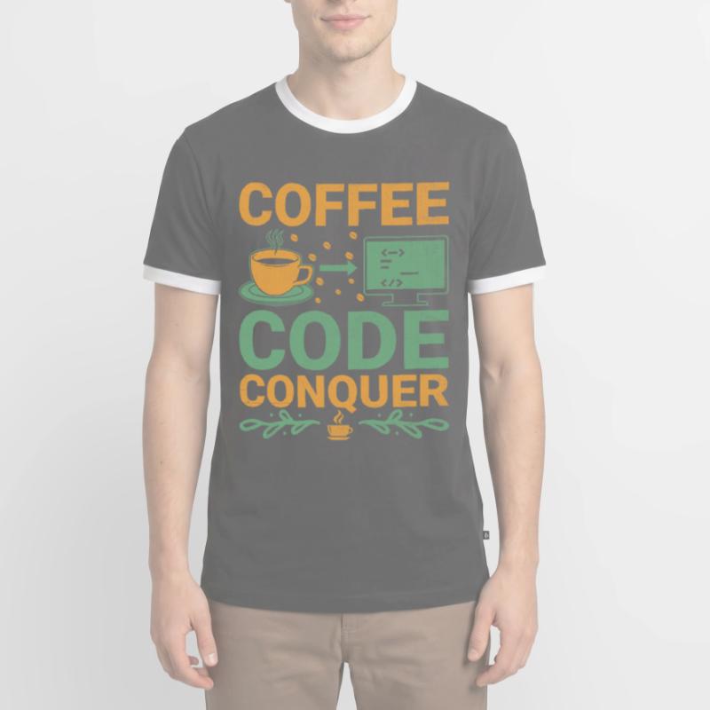 Café Codage Programmeur Codeur Développeur Nerd Coff T-shirt contrasté Homme