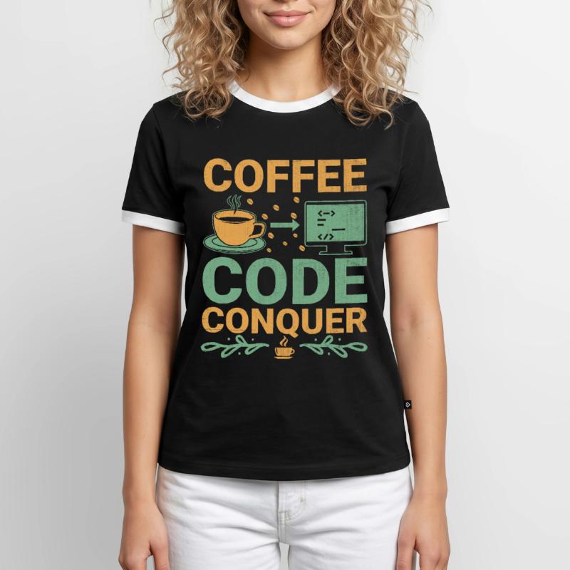 Coffee Coding Programmer Coder Developer Nerd Coff Men's Ringer Shirt