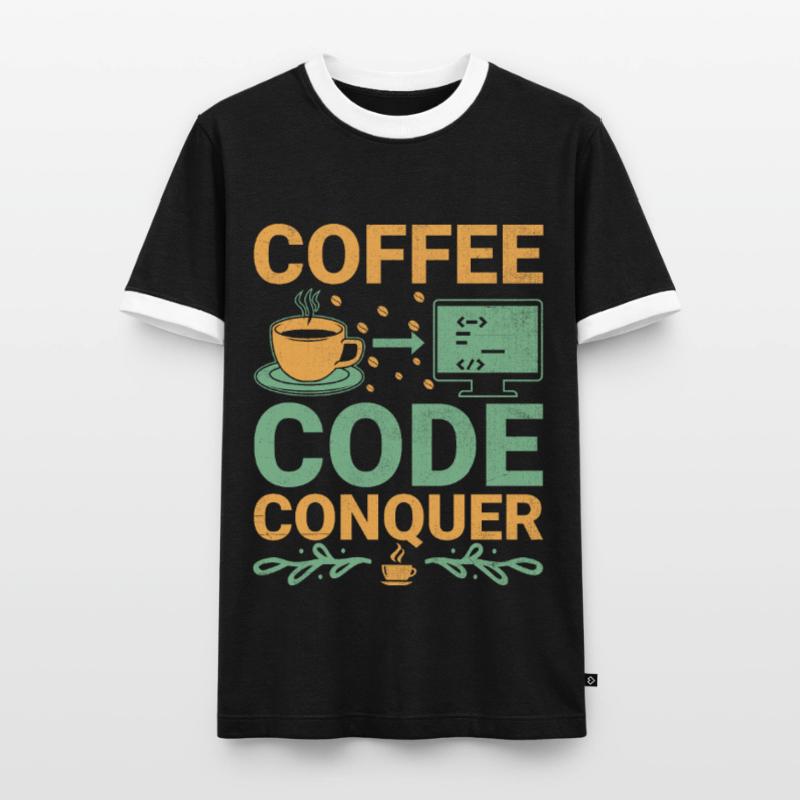 Coffee Coding Programmer Coder Developer Nerd Coff Men's Ringer Shirt
