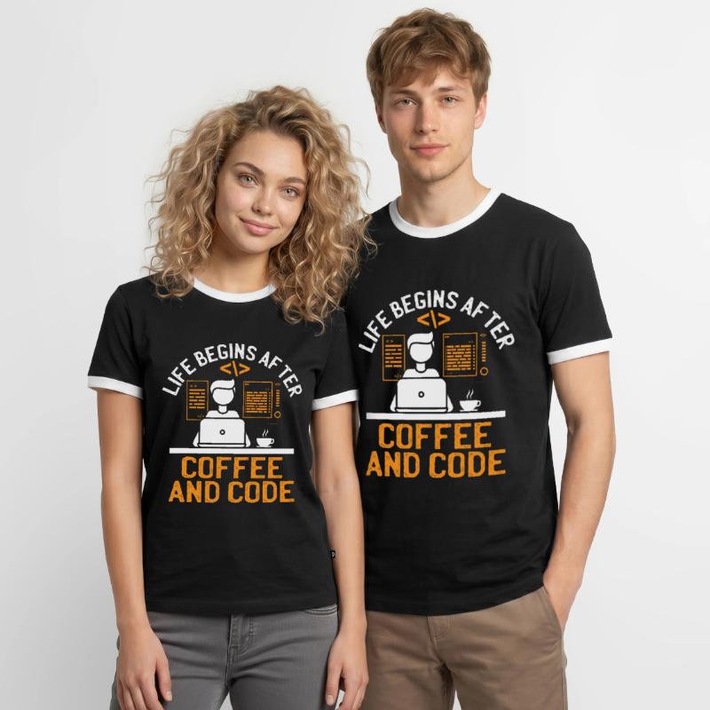 Coffee Coding Programmer Coder Developer Nerd Coff Men's Ringer Shirt