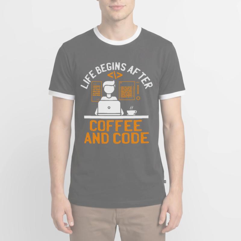 Coffee Coding Programmer Coder Developer Nerd Coff Men's Ringer Shirt