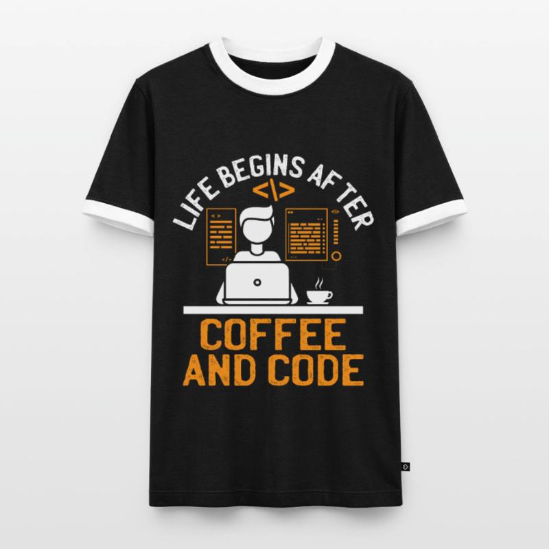 Coffee Coding Programmer Coder Developer Nerd Coff Men's Ringer Shirt
