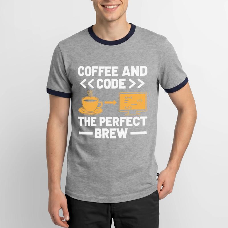 Coffee Coding Programmer Coder Developer Nerd Coff Men's Ringer Shirt