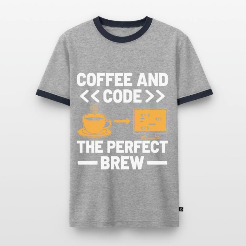 Coffee Coding Programmer Coder Developer Nerd Coff Men's Ringer Shirt