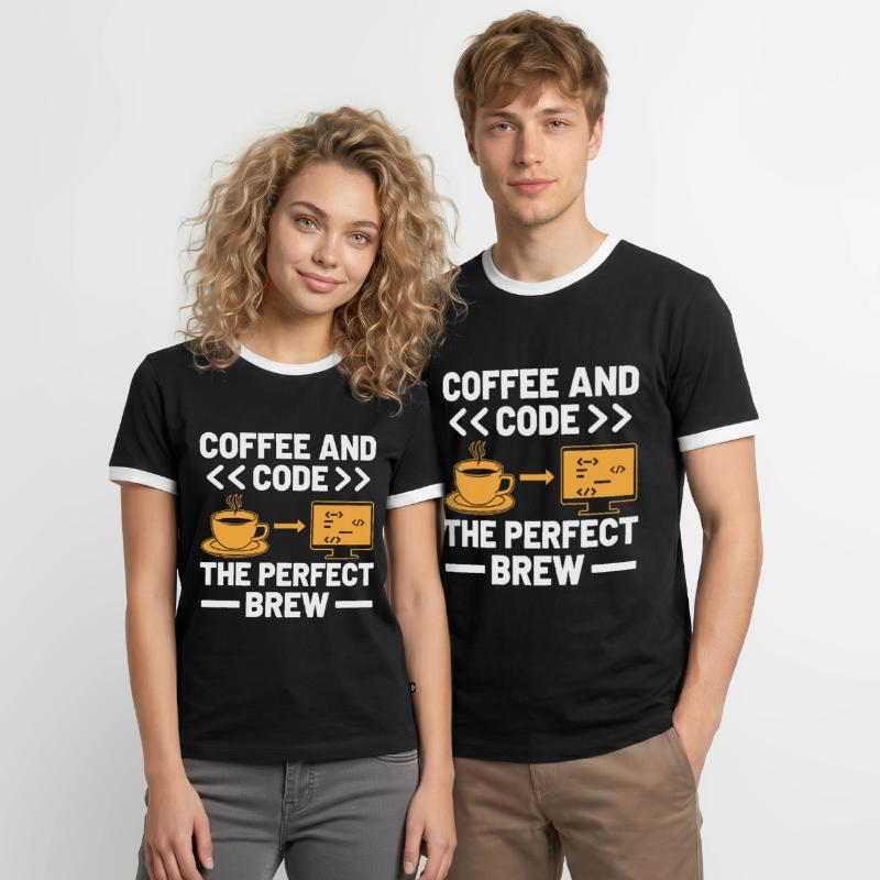 Coffee Coding Programmer Coder Developer Nerd Coff Men's Ringer Shirt