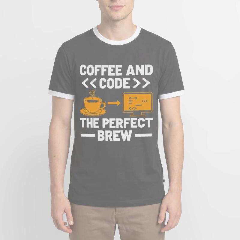 Coffee Coding Programmer Coder Developer Nerd Coff Men's Ringer Shirt