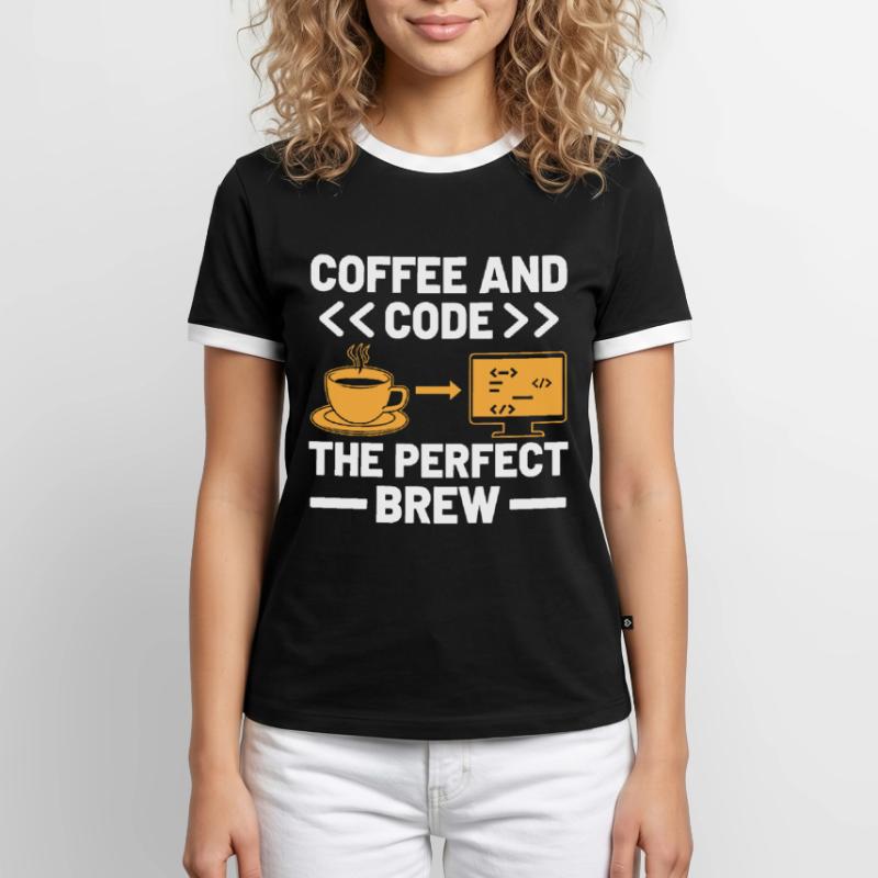Café Codage Programmeur Codeur Développeur Nerd Coff T-shirt contrasté Homme
