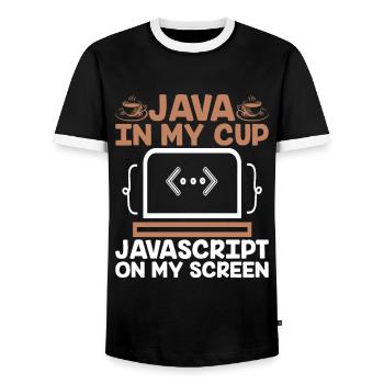 Kaffee-Codierung Programmierer Programmierer Entwickler Nerd Coff - Männer Kontrast-T-Shirt - Schwarz/Weiß - Vorne - AI Model Female 172 light (172cm) & AI Model Male 178 light (178cm)