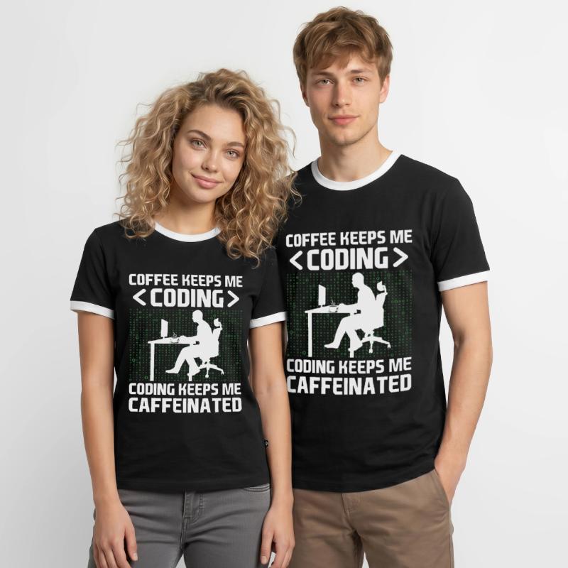 Coffee Coding Programmer Coder Developer Nerd Coff Men's Ringer Shirt