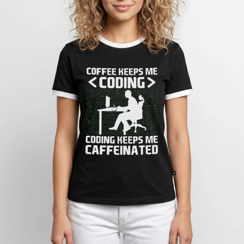 Coffee Coding Programmer Coder Developer Nerd Coff Men's Ringer Shirt